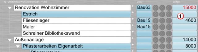 Budget Bauvorhaben
