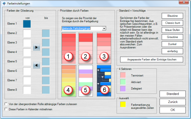 Farben der Gliederung anpassen
